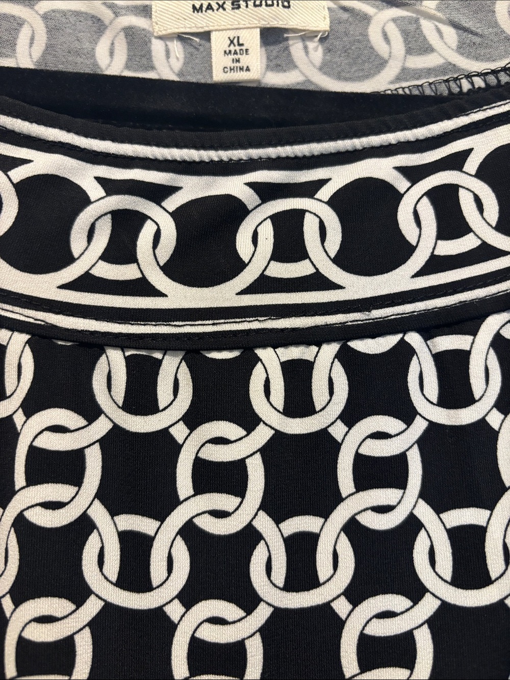 Max Studio Black & Beige Chain-Print Midi Dress - Picture 2 of 3